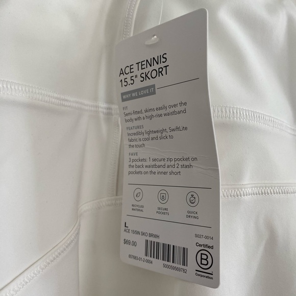 Athleta Ace Tennis Skort White NWT L - Picture 3 of 3